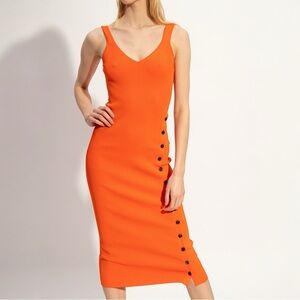 SELF-PORTRAIT Sleeveless Rib Knit Midi Dress